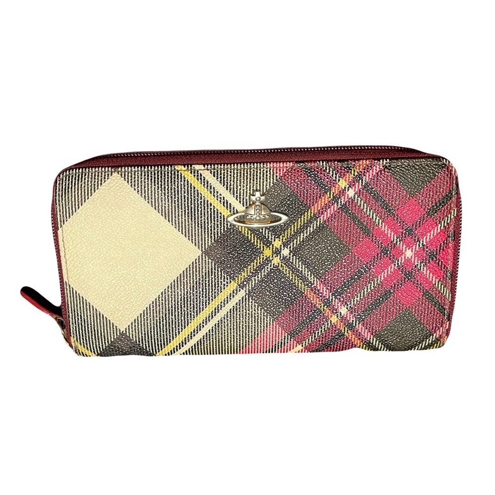 SOLD✨Vivienne Westwood✨ Red Tartan Orb Zippy Wallet EUC - Picture 1 of 17